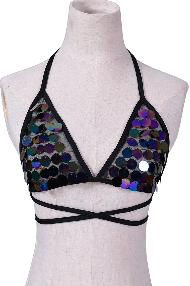 Necklaces THE LUMi SHOP Dark Ocean Sequin Triangle Top