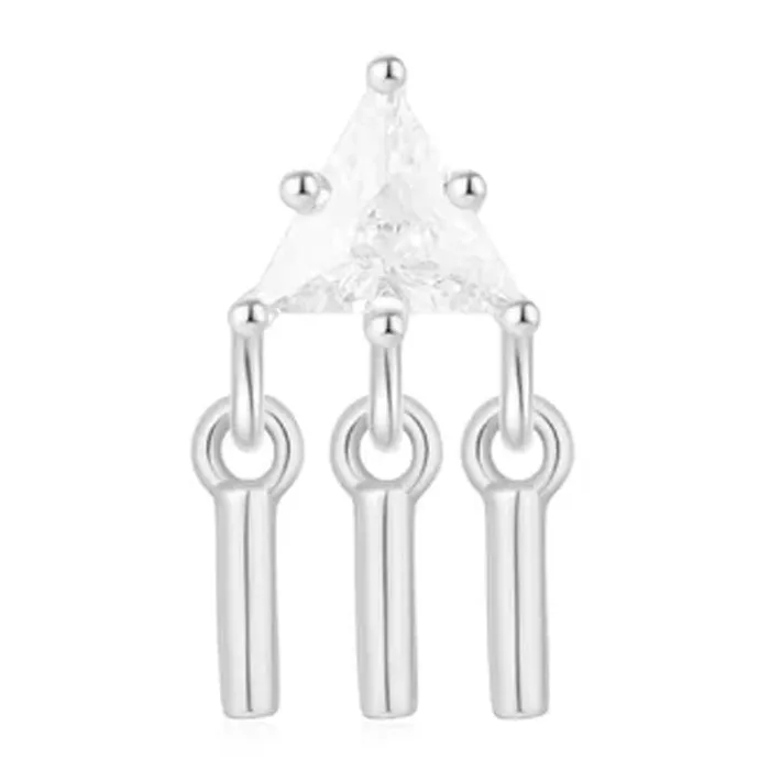 Necklaces threadless VIP End with Dangles in Gold with White CZs Ember Body Jewelry