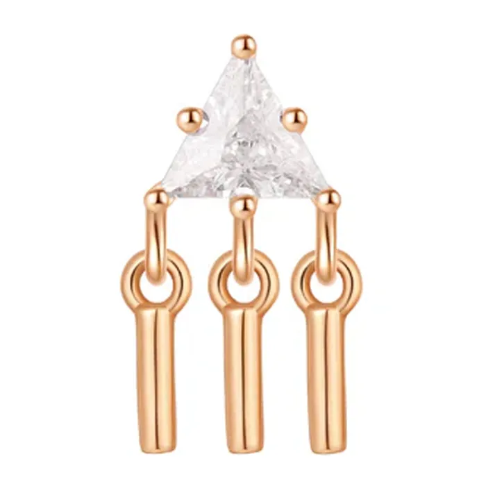 Necklaces threadless VIP End with Dangles in Gold with White CZs Ember Body Jewelry