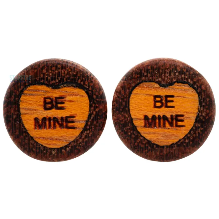 Omerica Organic Sweet Heart Wood Inlay Plugs Necklaces