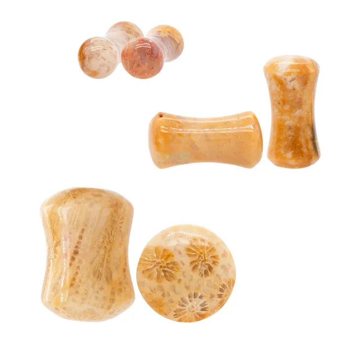 Oracle Body Jewelry Earrings Stone Plugs Fossilized Coral