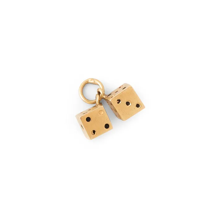 Petite 14k Gold Pair of Dice Charm Vintage Earrings
