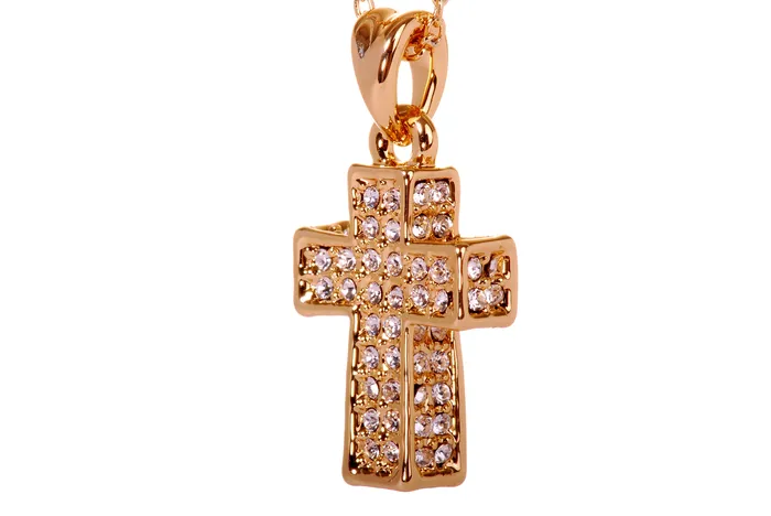 Red Necklaces N7182 18K Gold Plated Swarovski Crystal Pave Cross Pendant Necklace Red Necklaces N7182 18K Gold Plated Swarovski Crystal Pave Cross Pendant Necklace