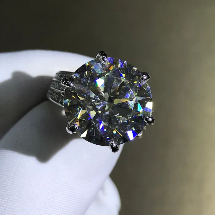 Rings 12 Carat Round Cut Moissanite Ring Filigree Beadset GH Colorless Leyloon Jewelry Rings 12 Carat Round Cut Moissanite Ring Filigree Beadset GH Colorless Leyloon Jewelry