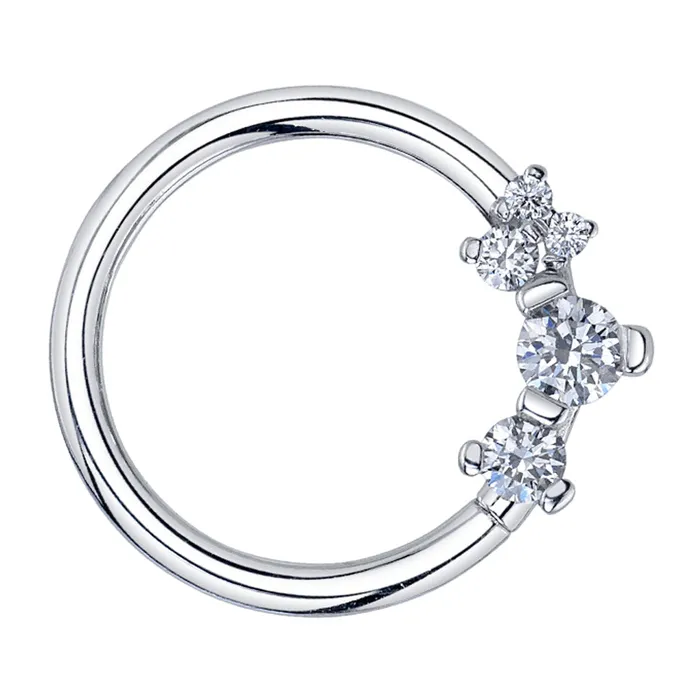 Rings Body Vision BVLA Ripple Seam Ring in Gold with White CZs