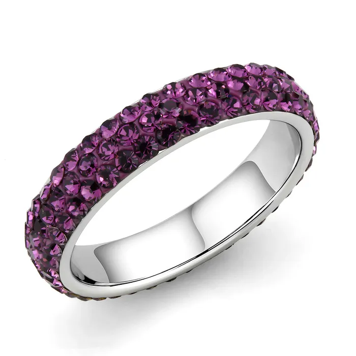Rings CJ3541 Wholesale Womens Stainless Steel Top Grade Crystal Amethyst Infinite Sparkle Ring Green Rings CJ3541 Wholesale Womens Stainless Steel Top Grade Crystal Amethyst Infinite Sparkle Ring Green