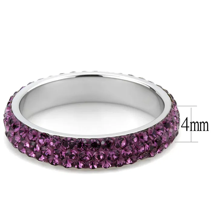 Rings CJ3541 Wholesale Womens Stainless Steel Top Grade Crystal Amethyst Infinite Sparkle Ring Green Rings CJ3541 Wholesale Womens Stainless Steel Top Grade Crystal Amethyst Infinite Sparkle Ring Green