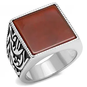 Rings CJE3189 Wholesale Mens Stainless Steel Siam SemiPrecious Agate Ring Green Rings CJE3189 Wholesale Mens Stainless Steel Siam SemiPrecious Agate Ring Green