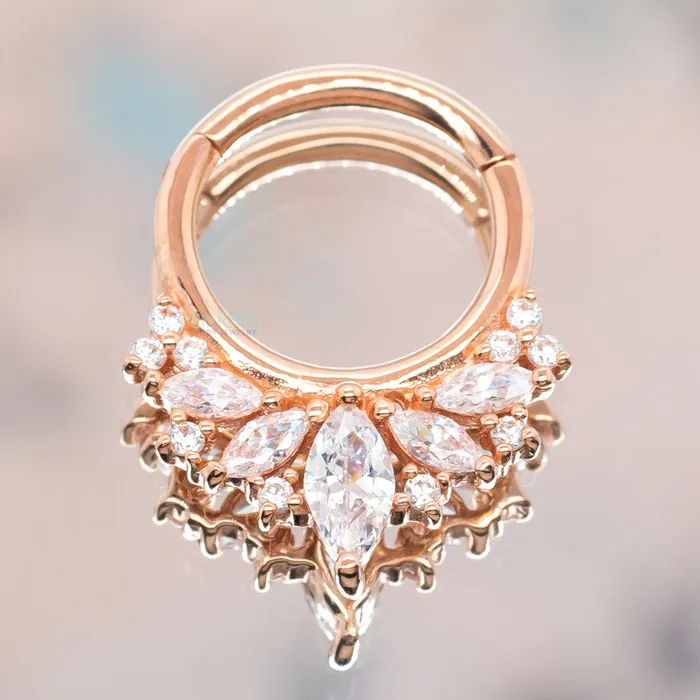Rings Elite Hinge Ring Clicker in Gold with CZs Buddha Jewelry Organics