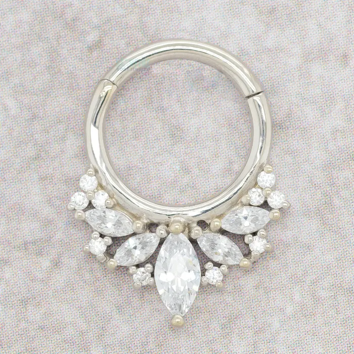 Rings Elite Hinge Ring Clicker in Gold with CZs Buddha Jewelry Organics