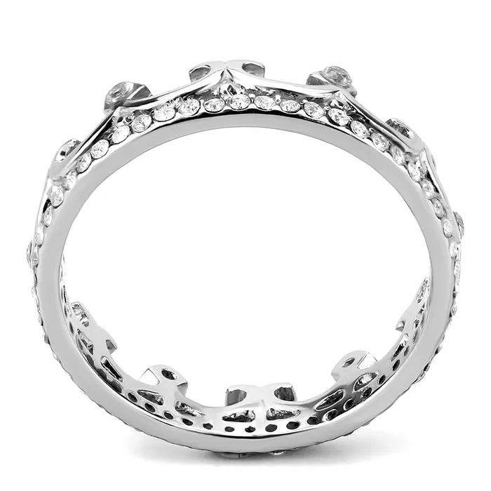 Rings Green CJ267 Wholesale Womens Stainless Steel AAA Grade Cubic Zirconia Clear Minimal Crown Ring