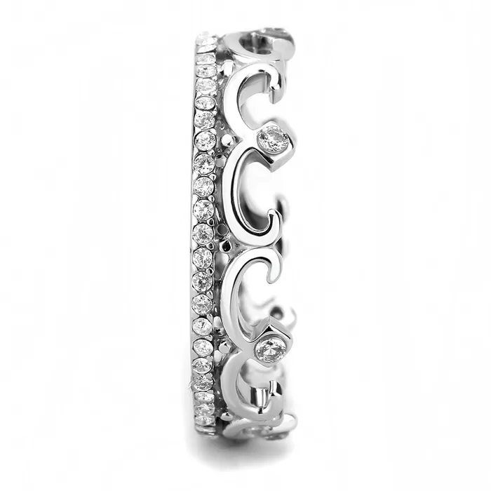 Rings Green CJ267 Wholesale Womens Stainless Steel AAA Grade Cubic Zirconia Clear Minimal Crown Ring