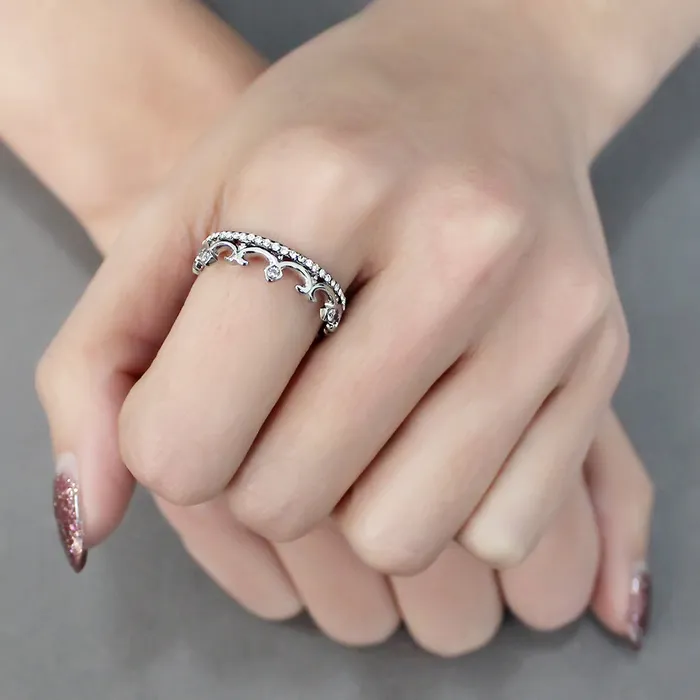 Rings Green CJ267 Wholesale Womens Stainless Steel AAA Grade Cubic Zirconia Clear Minimal Crown Ring