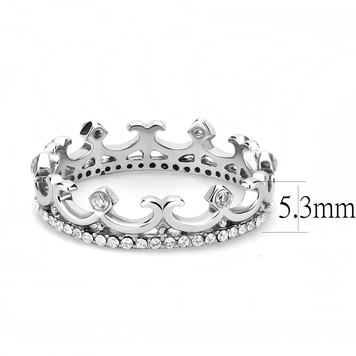 Rings Green CJ267 Wholesale Womens Stainless Steel AAA Grade Cubic Zirconia Clear Minimal Crown Ring