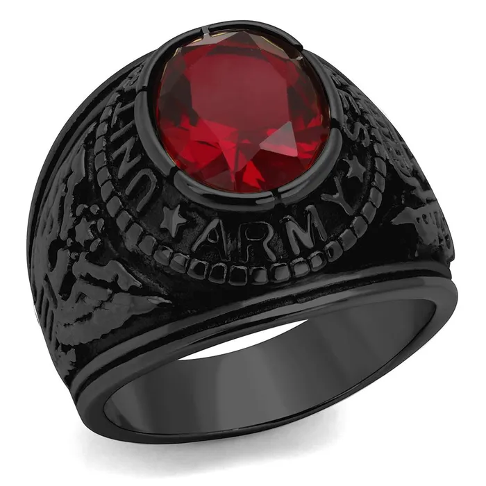 Rings Green CJ414706J Wholesale Mens Stainless Steel IP Black Synthetic Siam United States Army Ring Rings Green CJ414706J Wholesale Mens Stainless Steel IP Black Synthetic Siam United States Army Ring