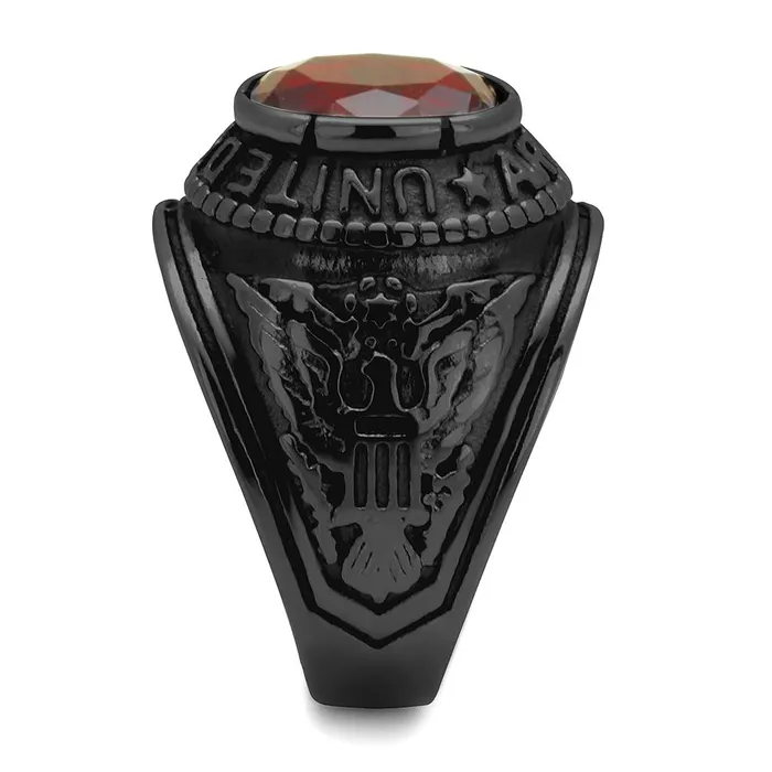Rings Green CJ414706J Wholesale Mens Stainless Steel IP Black Synthetic Siam United States Army Ring