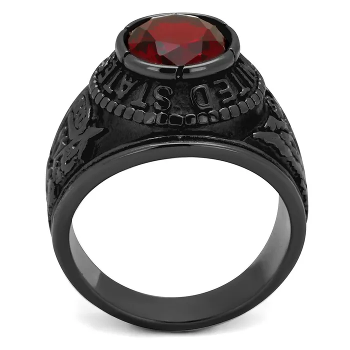 Rings Green CJ414706J Wholesale Mens Stainless Steel IP Black Synthetic Siam United States Army Ring