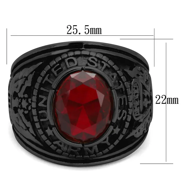 Rings Green CJ414706J Wholesale Mens Stainless Steel IP Black Synthetic Siam United States Army Ring