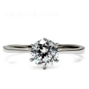 Rings Green CJ7715OS Wholesale Stainless Steel Prong Set Solitaire Round CZ Ring