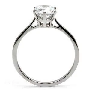 Rings Green CJ7715OS Wholesale Stainless Steel Prong Set Solitaire Round CZ Ring