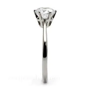 Rings Green CJ7715OS Wholesale Stainless Steel Prong Set Solitaire Round CZ Ring