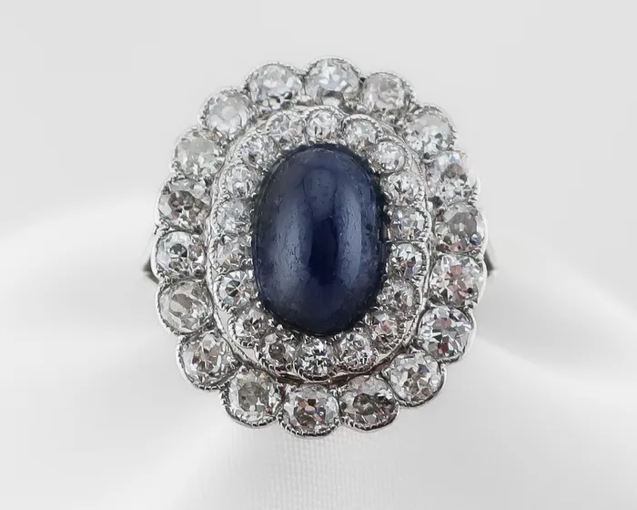 Rings Isadoras LD Art Deco Sapphire and Diamond Halo Ring