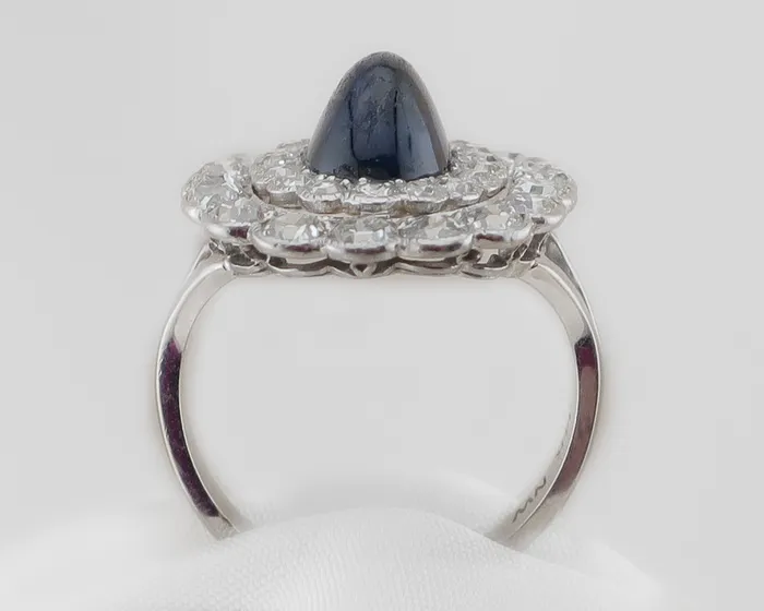 Rings Isadoras LD Art Deco Sapphire and Diamond Halo Ring