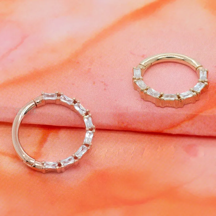 Rings Loved Hinge Ring Clicker in Gold with CZs Buddha Jewelry Organics