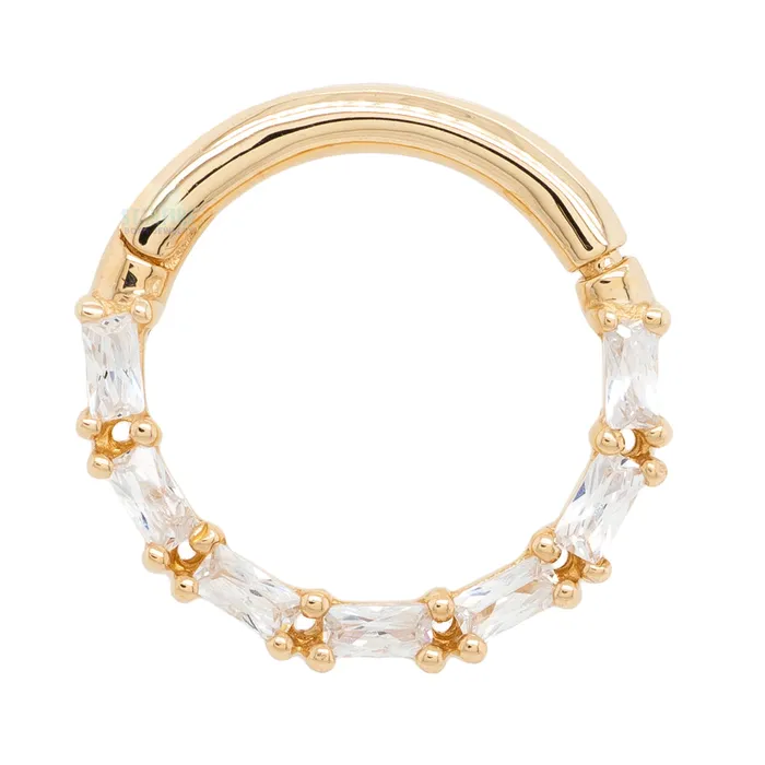 Rings Loved Hinge Ring Clicker in Gold with CZs Buddha Jewelry Organics