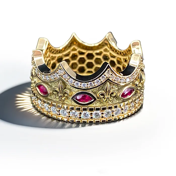 Rings Proclamation Jewelry Majesty Gold Crown Ring with diamonds and rubies Rings Proclamation Jewelry Majesty Gold Crown Ring with diamonds and rubies