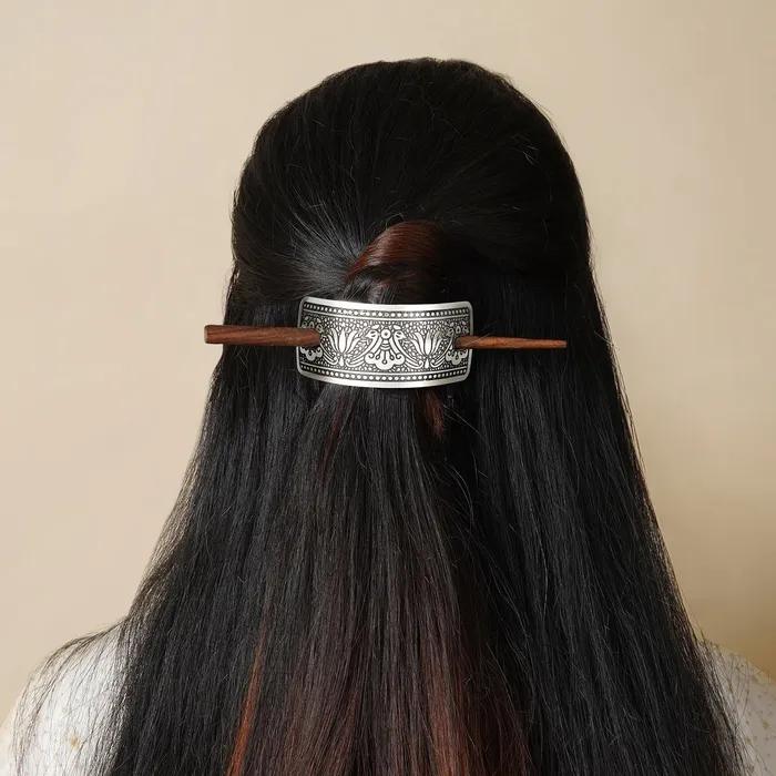 Rings Teejh Maryam Silver lossy Bun Stick Teejh