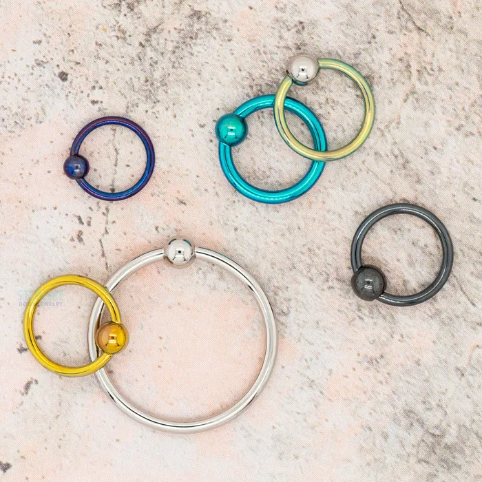 Rings Titanium Captive Bead Ring CBR Blue Anatometal