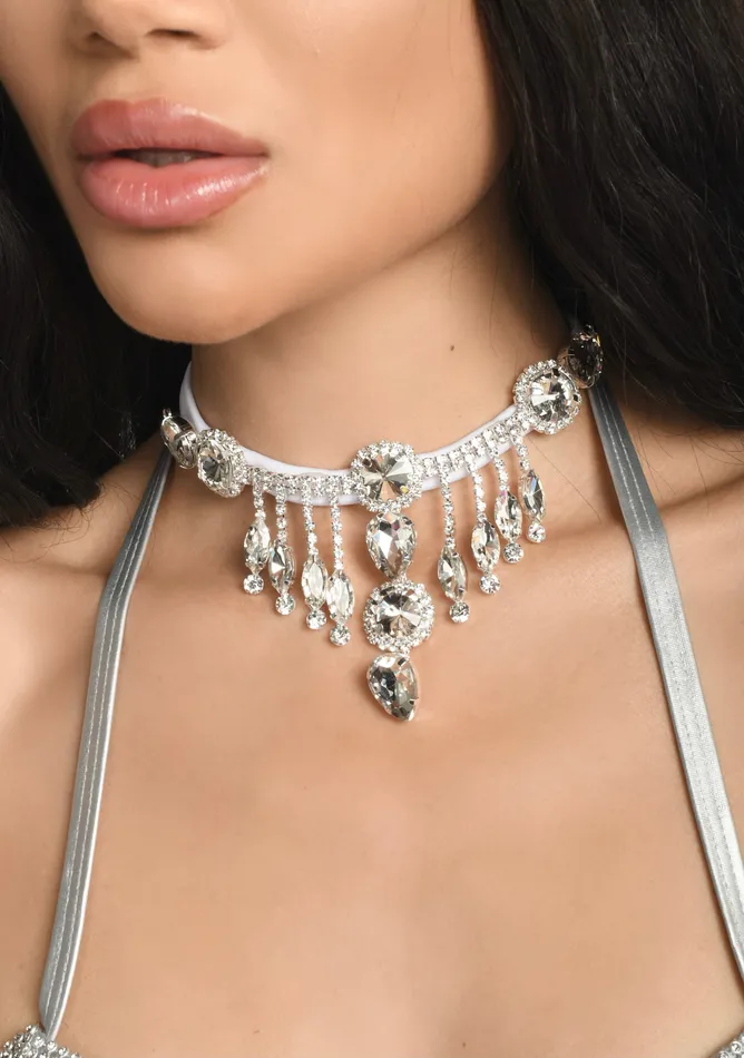 Silver Crystal Gem Necklace THE LUMI SHOP Necklaces