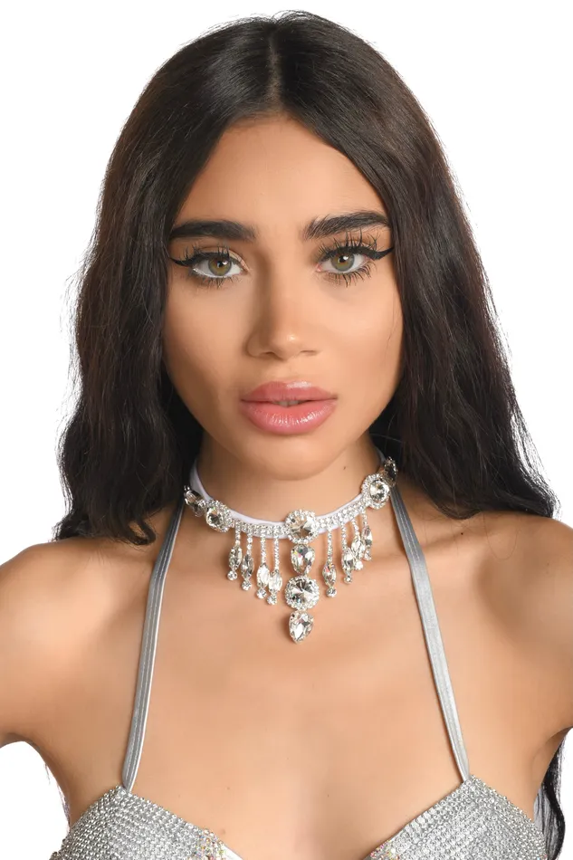 Silver Crystal Gem Necklace THE LUMI SHOP Necklaces Silver Crystal Gem Necklace THE LUMI SHOP Necklaces
