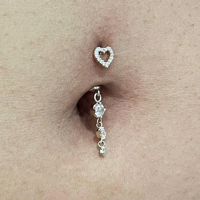 Special Custom Order for Alia R Y2K Navel Curve in Gold with White CZs Body Vision BVLA Necklaces