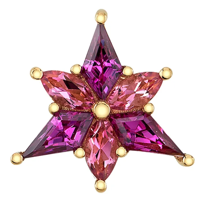 Stargazer Threaded End in Gold with Rhodolite Pink Tourmaline Body Vision BVLA Earrings Stargazer Threaded End in Gold with Rhodolite Pink Tourmaline Body Vision BVLA Earrings