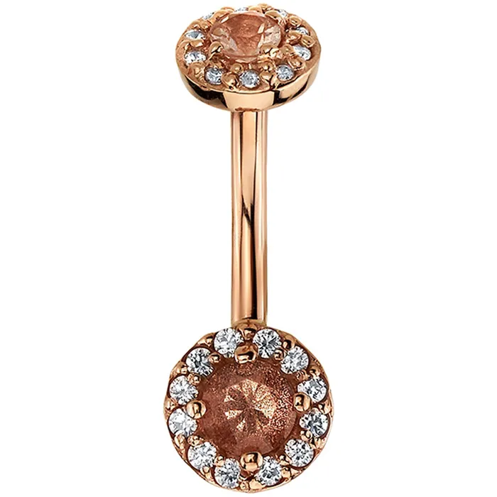 Stravinsky Navel Curve in Gold with Oregon Sunstone White CZs Body Vision BVLA Necklaces Stravinsky Navel Curve in Gold with Oregon Sunstone White CZs Body Vision BVLA Necklaces