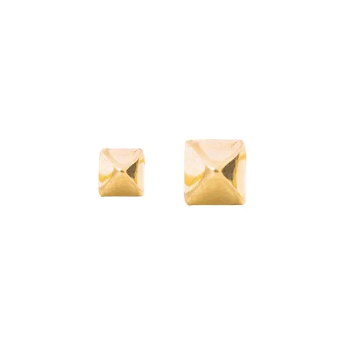 Tawapa Earrings threadless Square Pyramid Pin in Gold