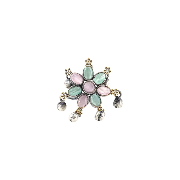 Teejh Arundati Multicolor Silver Oxidised Ring Teejh Rings Teejh Arundati Multicolor Silver Oxidised Ring Teejh Rings