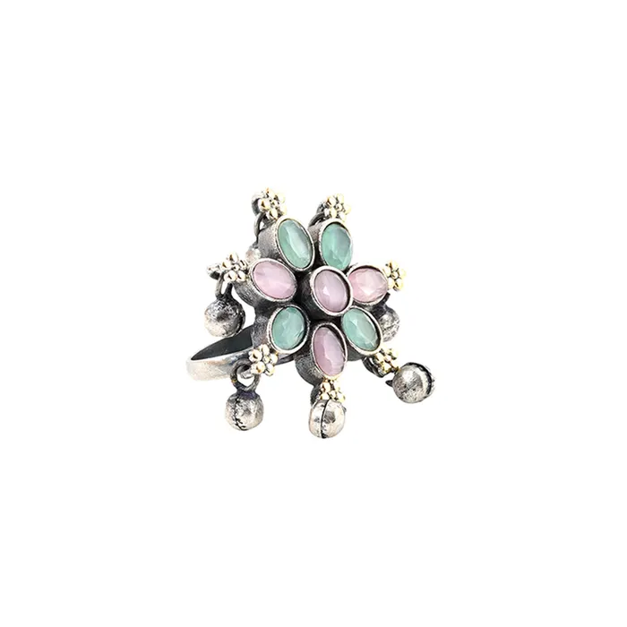 Teejh Arundati Multicolor Silver Oxidised Ring Teejh Rings Teejh Arundati Multicolor Silver Oxidised Ring Teejh Rings