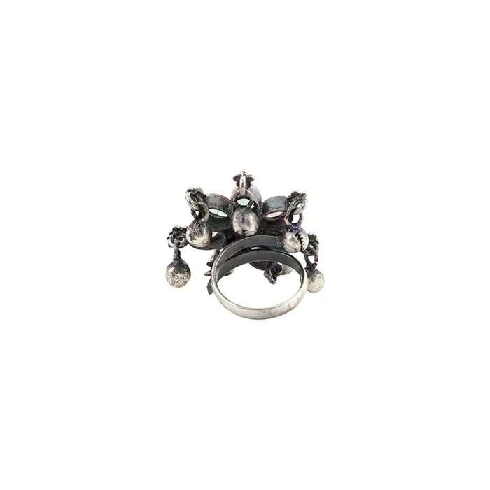Teejh Arundati Multicolor Silver Oxidised Ring Teejh Rings Teejh Arundati Multicolor Silver Oxidised Ring Teejh Rings