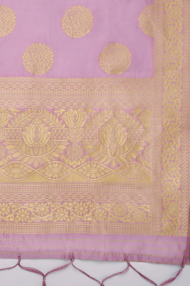 Teejh Devi Mauve Banarasi Dupatta Teejh Earrings