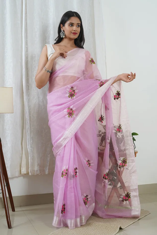 Teejh Earrings Teejh Ishika Kota Embroidered Saree