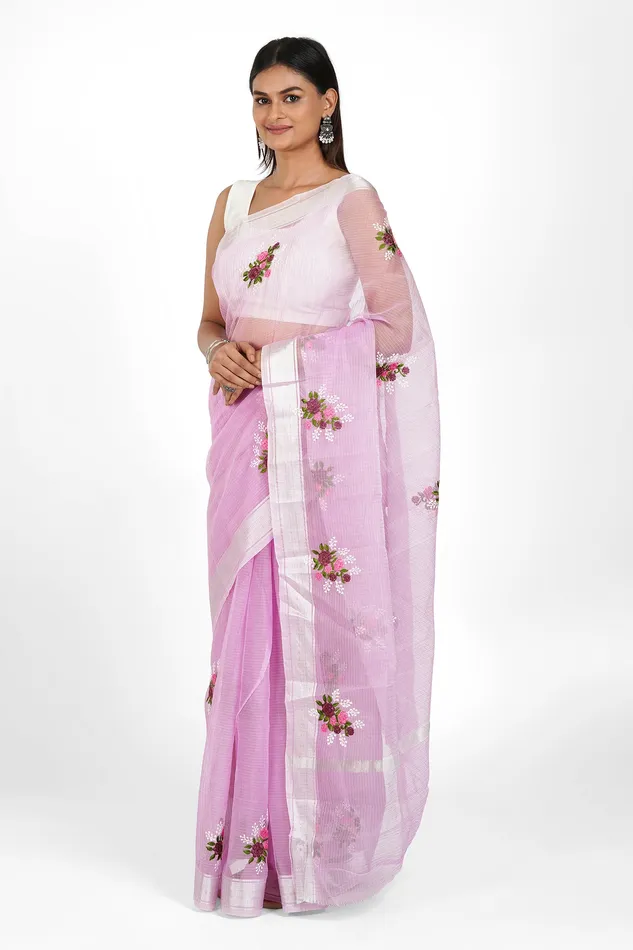 Teejh Earrings Teejh Ishika Kota Embroidered Saree