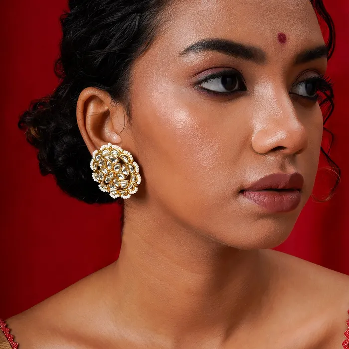 Teejh Earrings Teejh Lalima Gold And White Stud