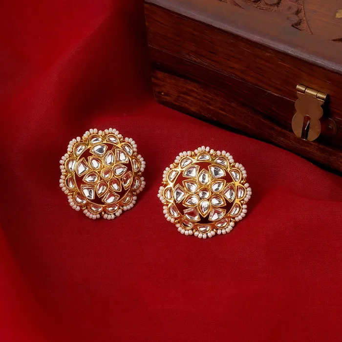 Teejh Earrings Teejh Lalima Gold And White Stud