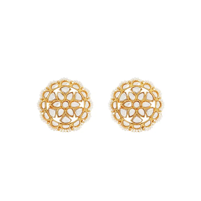 Teejh Earrings Teejh Lalima Gold And White Stud