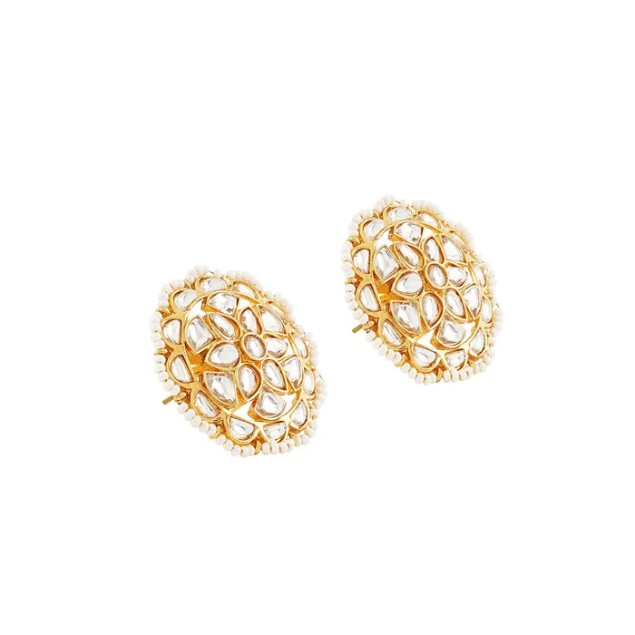 Teejh Earrings Teejh Lalima Gold And White Stud