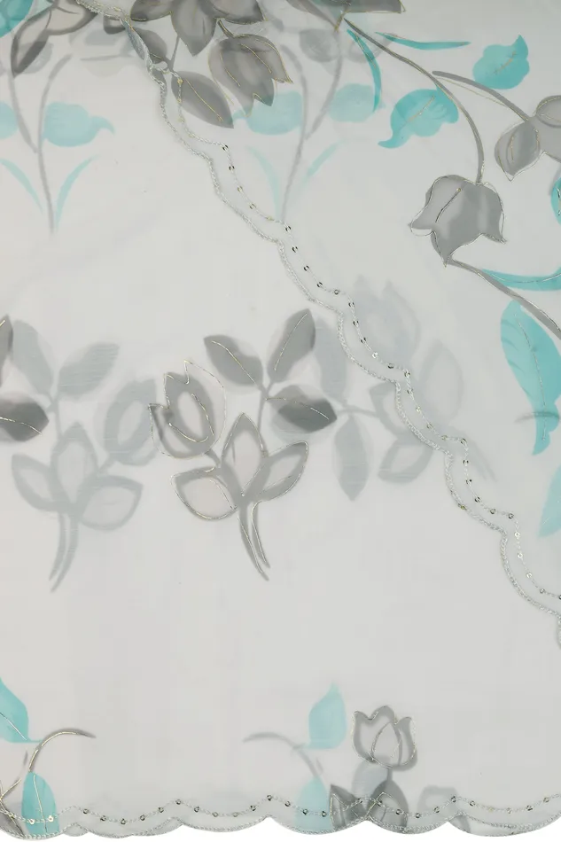 Teejh Forest Fern Chiffon Saree Teejh Rings
