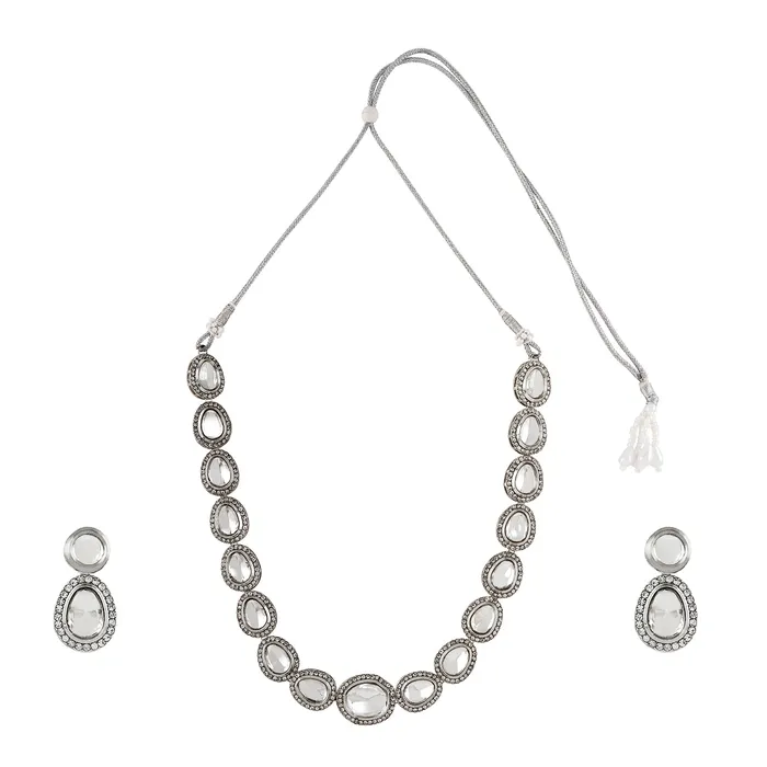 Teejh Kanak Silver Oxidised Uncut Polki Set Teejh Rings